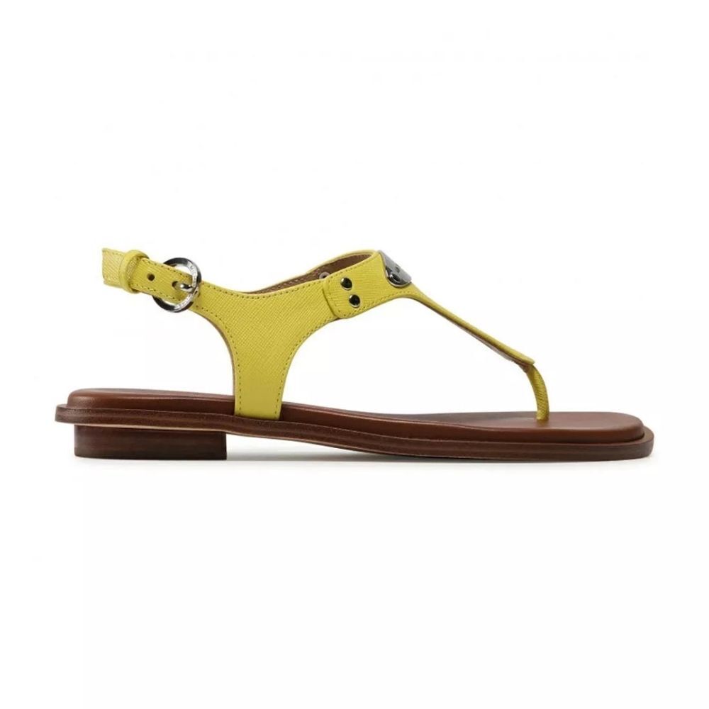 Michael Kors Plate Thong flat sandal in yellow leather NEE WITH DUSTBAG - Picture 2 of 12